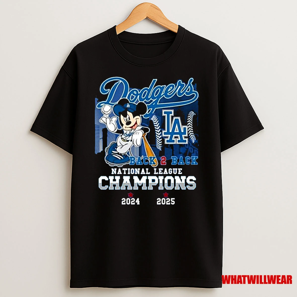 Mickey Mouse X Los Angeles Dodgers Back 2 Back National League Champions 2024 2025 Shirts