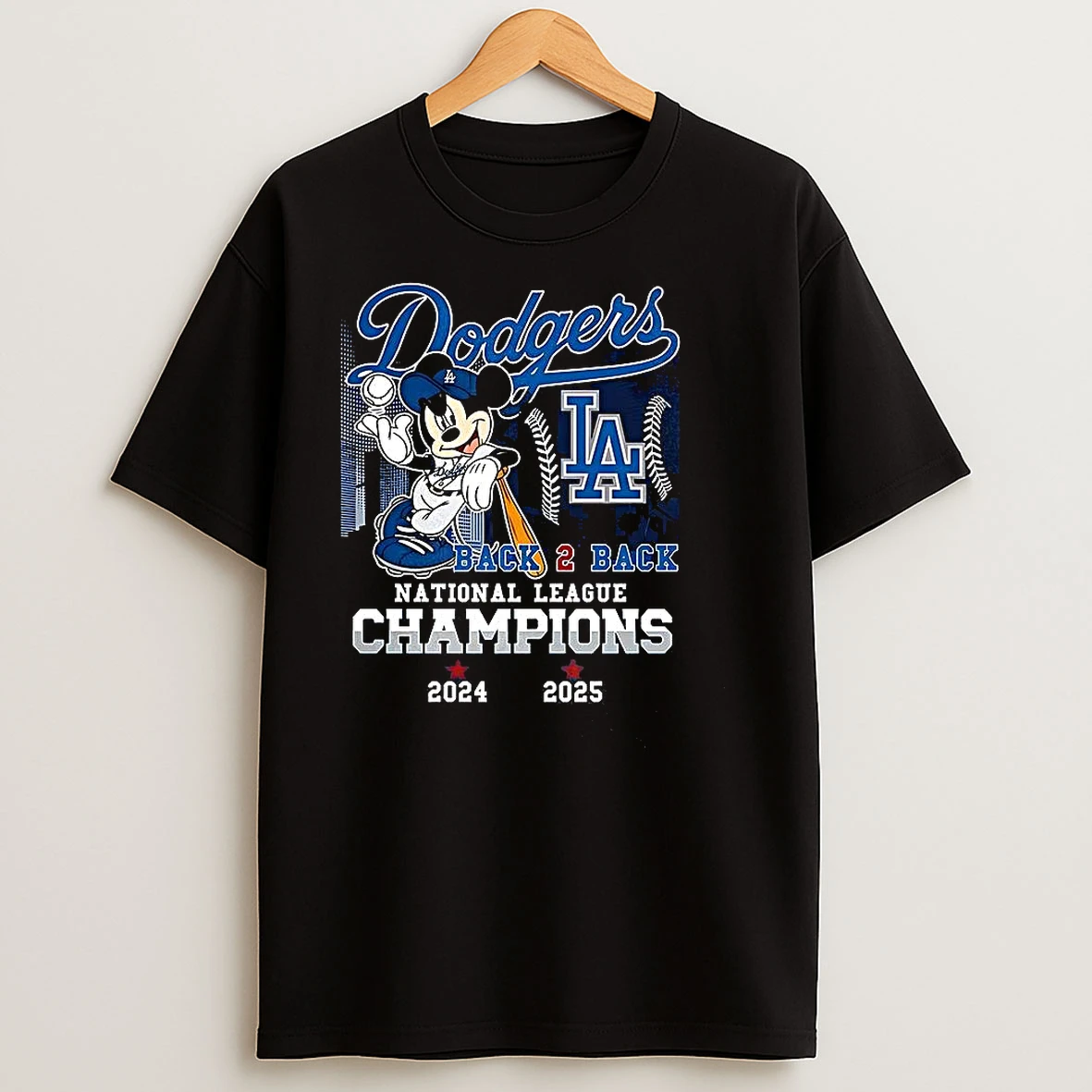 Mickey Mouse X Los Angeles Dodgers Back To Back National League Champions 2025 T Shirts
