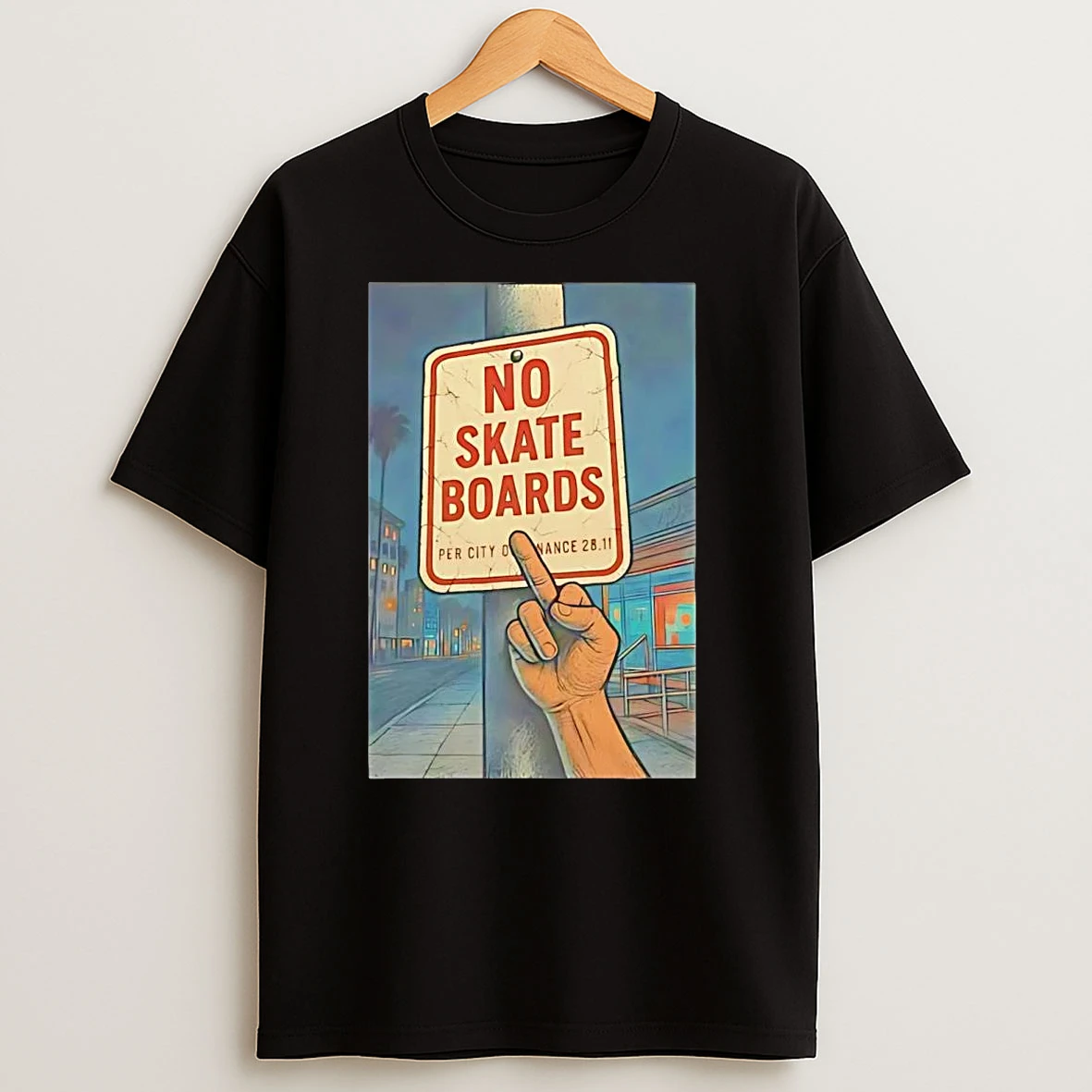 Middle Finger No Skate Boards T Shirts