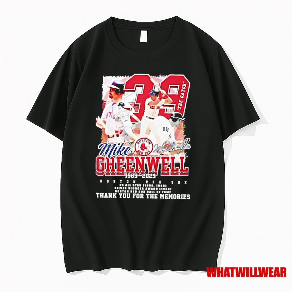 Mike Greenwell Boston Red Sox 1963 2025 2x All Star Thank You For The Memories Signature Shirts