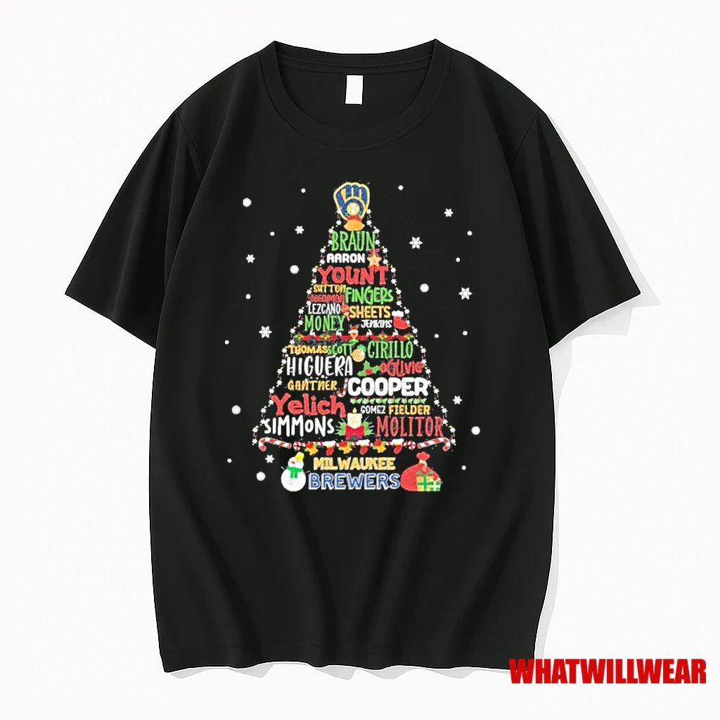 Milwaukee Brewers Tree Merry Christmas Shirts