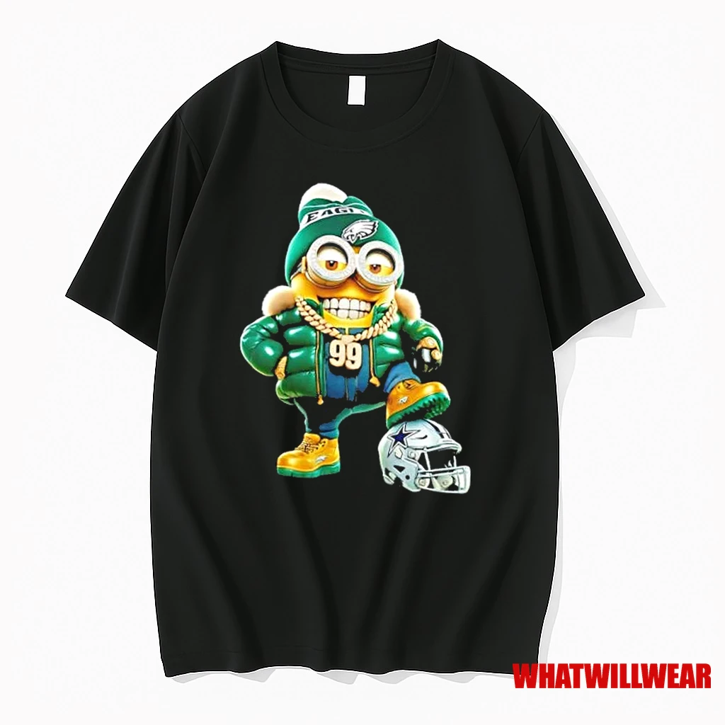 Minions Step On Dallas Cowboys Helmet Smiling At Philadelphia Eagles Fans Shirts