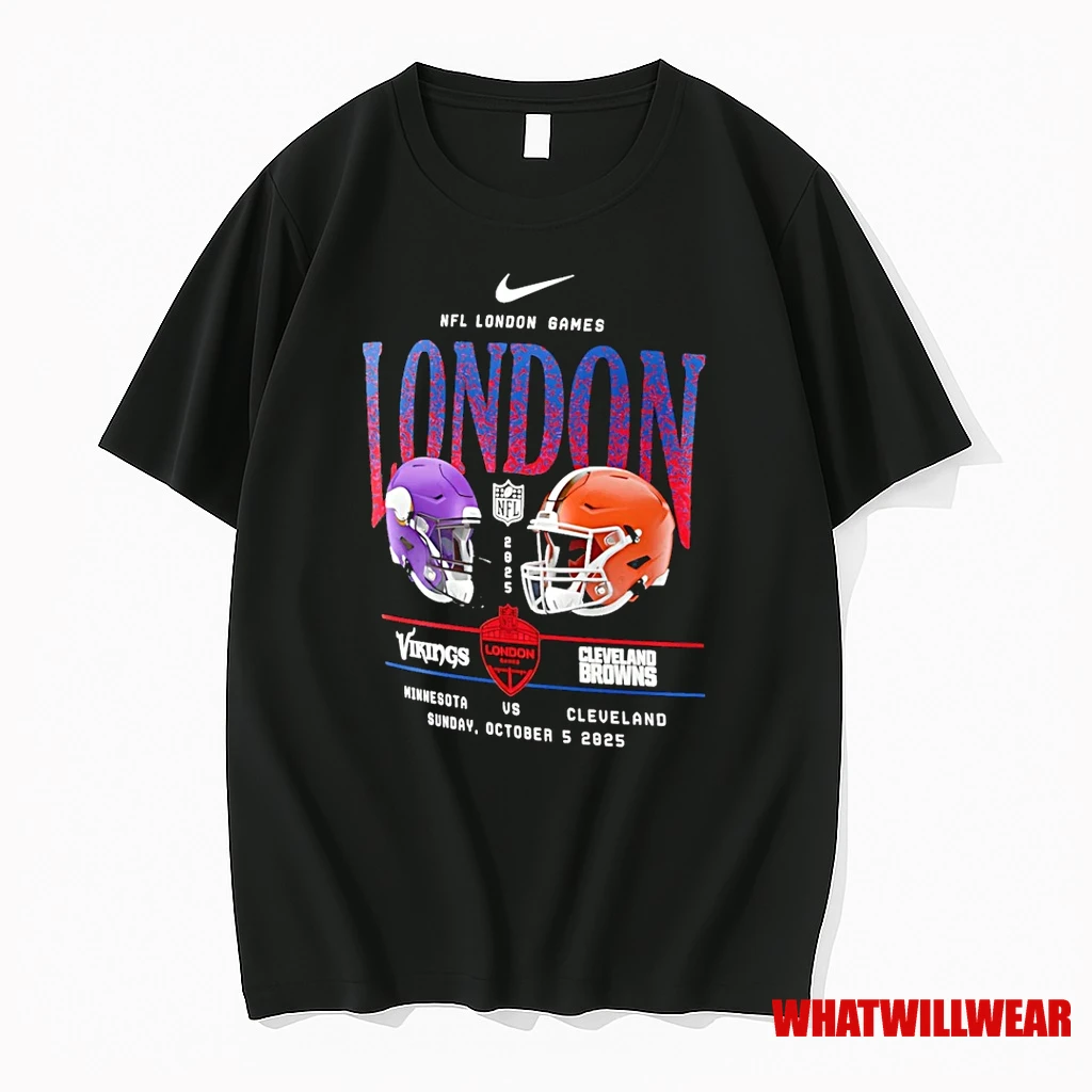 Minnesota Vikings Vs Cleveland Browns International Games Madrid 2025 Helmets Shirts