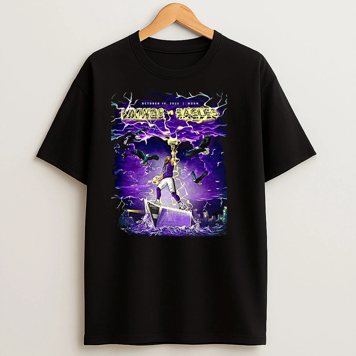 Minnesota Vikings Vs Philadelphia Eagles Nfl 2025 Jettas God Of Thunder T Shirts