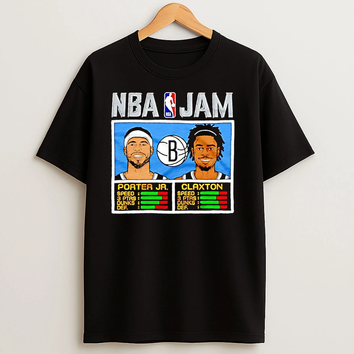 Nba Jam Kevin Porter Jr And Nic Claxton Brooklyn Nets Graphic T Shirts