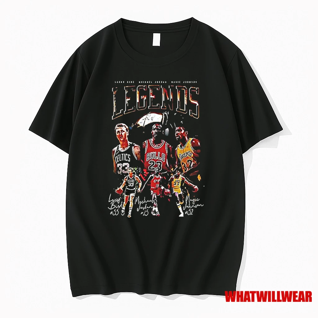 Nba Legends Bird Jordan Johnson Graphic Signatue Shirts