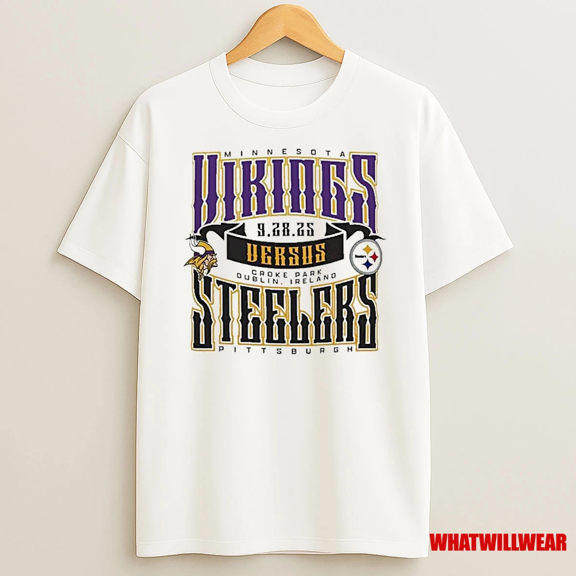 Nfl Dublin Ireland 2025 Pittsburgh Steelers Vs Minnesota Vikings Head To Head Shirts