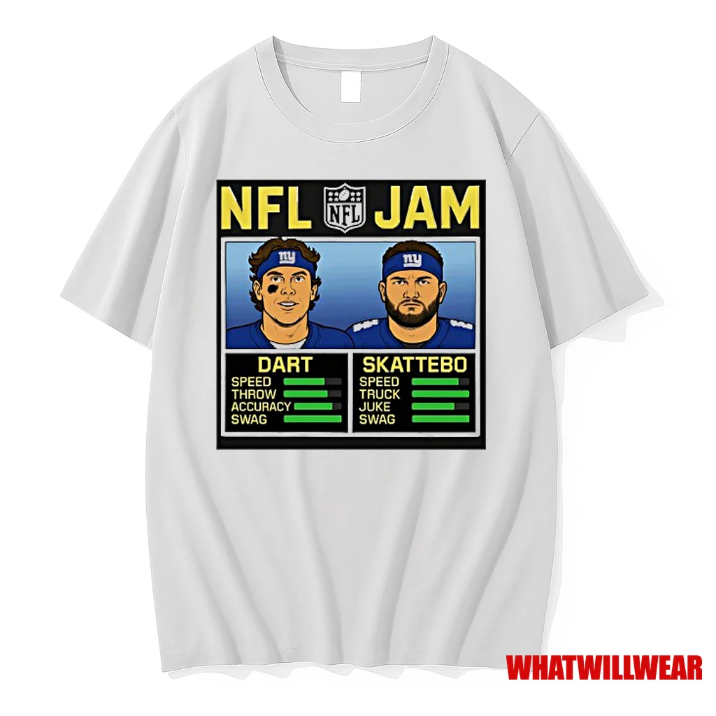 Nfl Jam Jaxson Dart And Cam Skattebo New York Giants Football Shirts