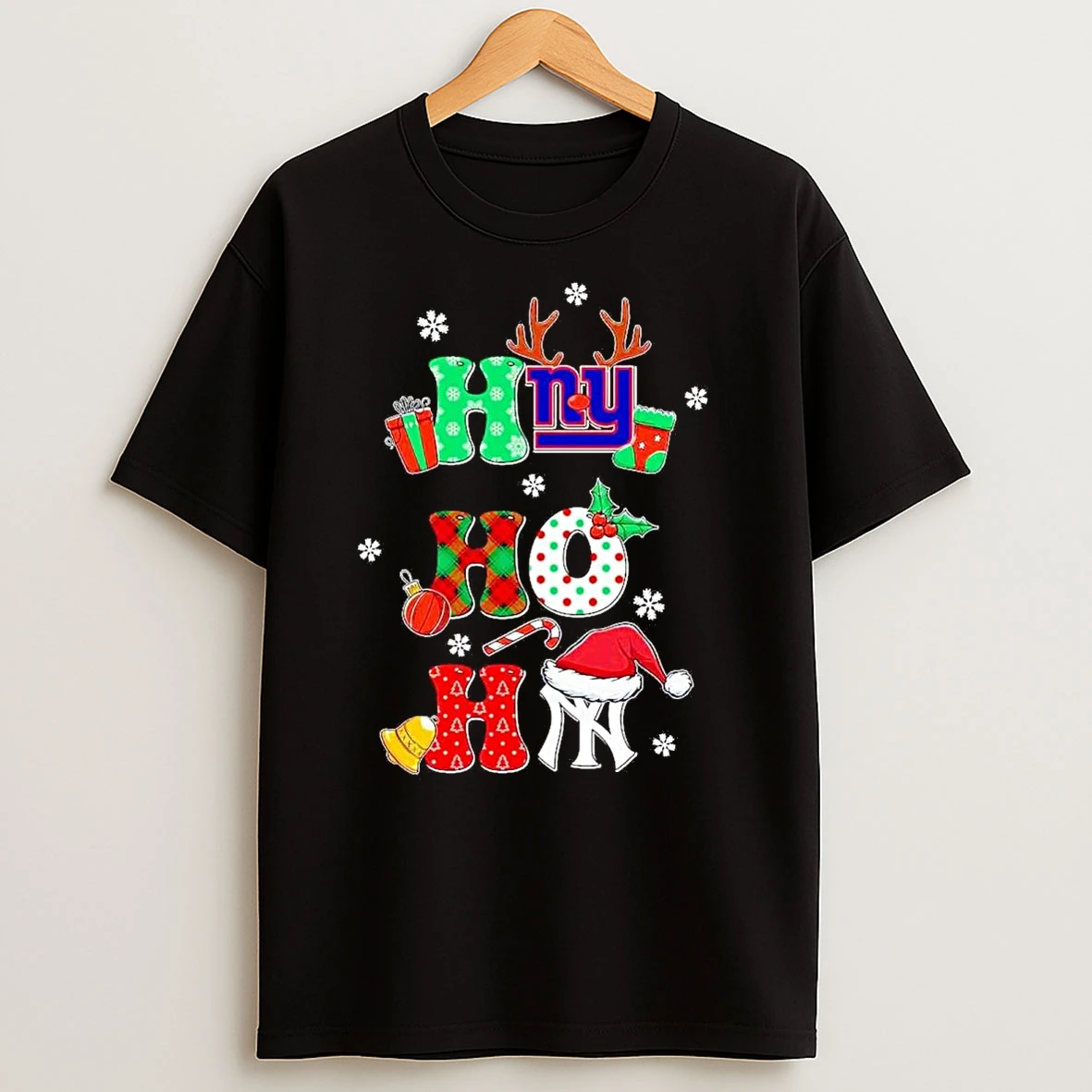 Ny Sports Teams Giants And Yankees Ho Ho Ho Christmas T Shirts