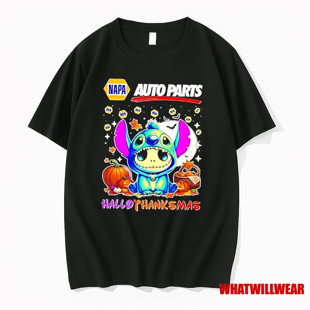 Napa Auto Parts With Stitch Cosplay Jack Skellington Happy Hallothanksmas Shirts