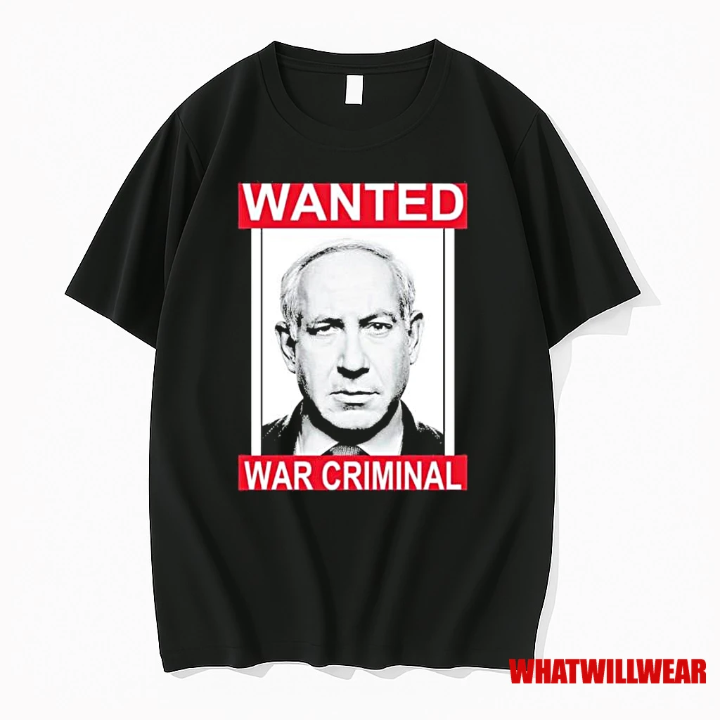 Netanyahu Parody Wanted War Criminal Shirts