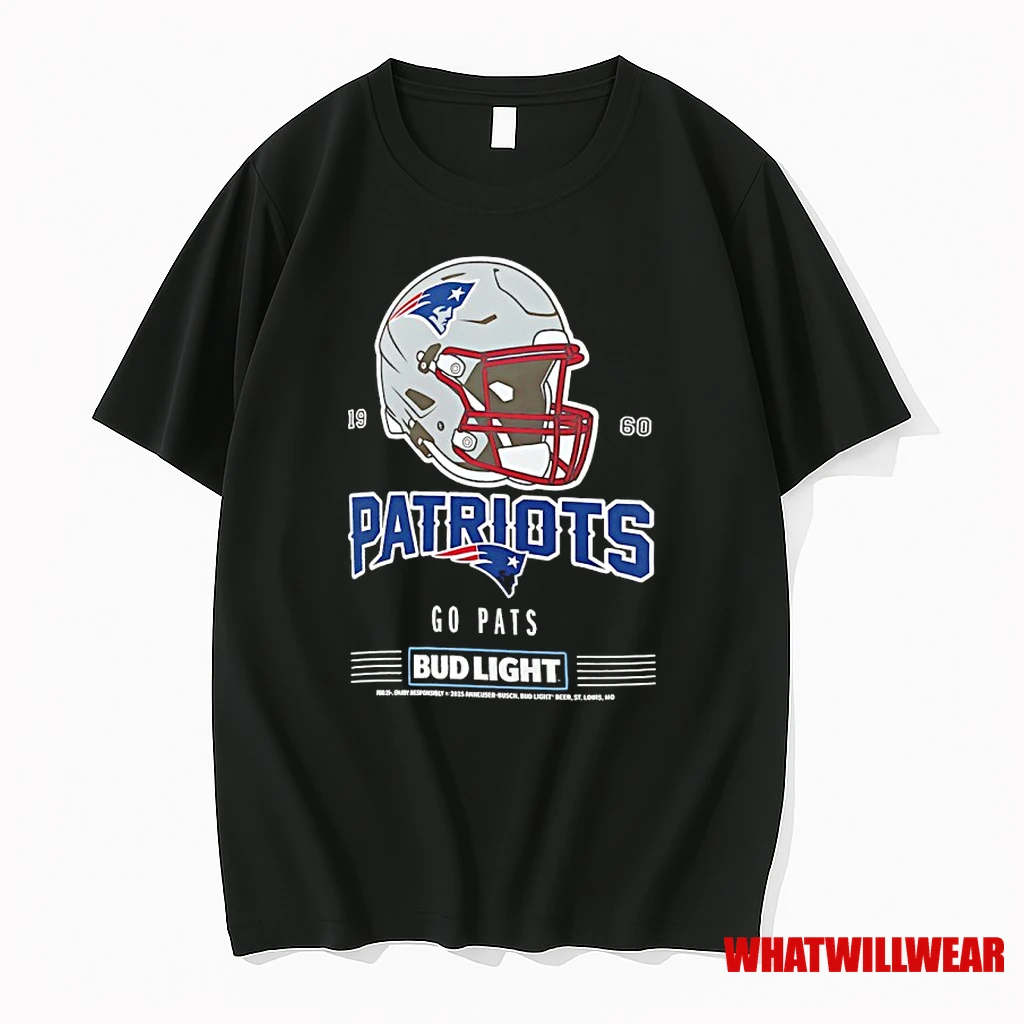 New England Patriots Bud Light 1960 Go Pats Football Helmet Shirts