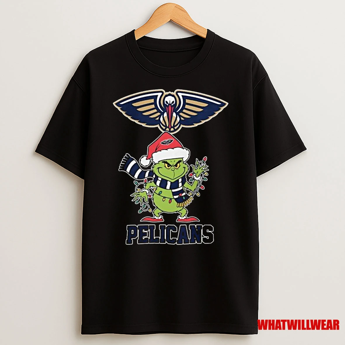 New Orleans Pelicans X Grinch Santa Lights Christmas 2025 Shirts