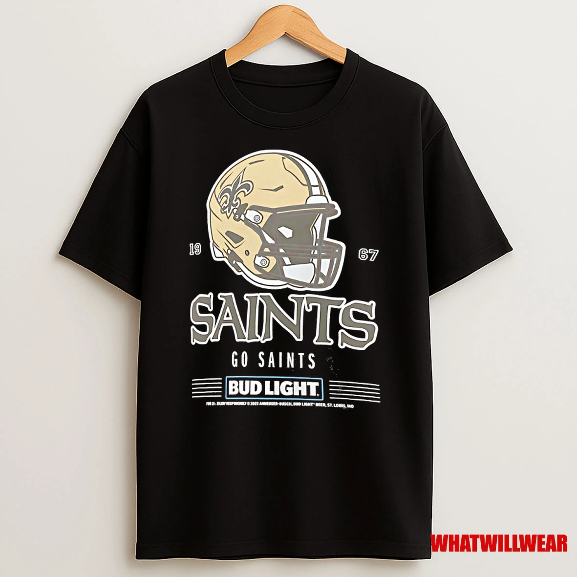New Orleans Saints Bud Light 1967 Go Saints Football Helmet Shirts