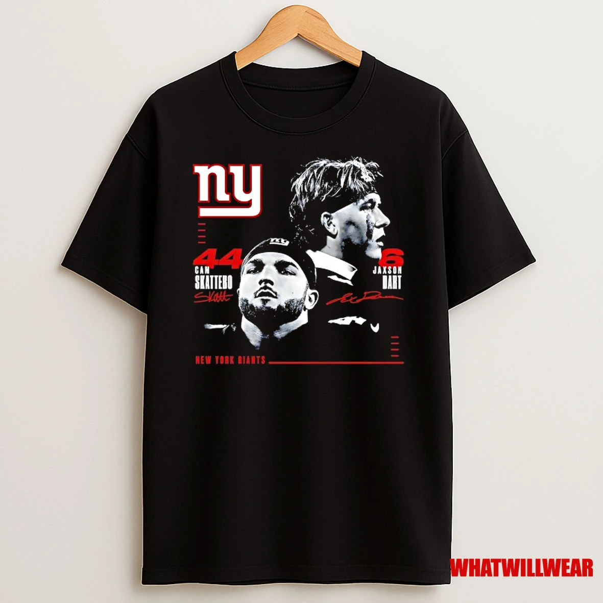New York Giants Cam Skattebo And Jaxson Dart Signature Portrait Shirts