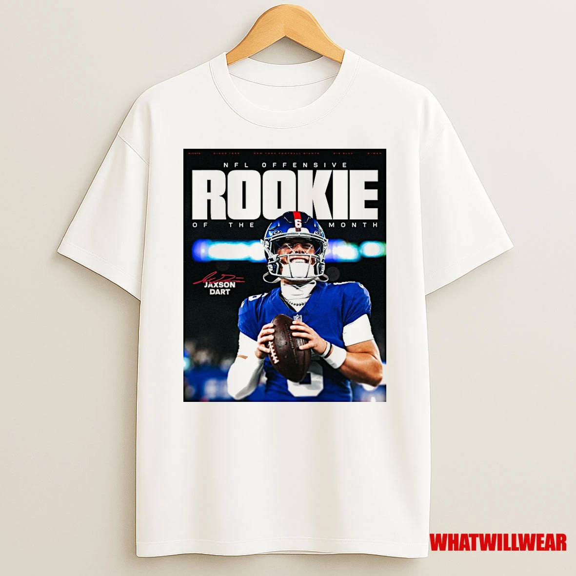 New York Giants Nfl Offensive Rookie Of The Month Jaxson Dart Signature T Shirts