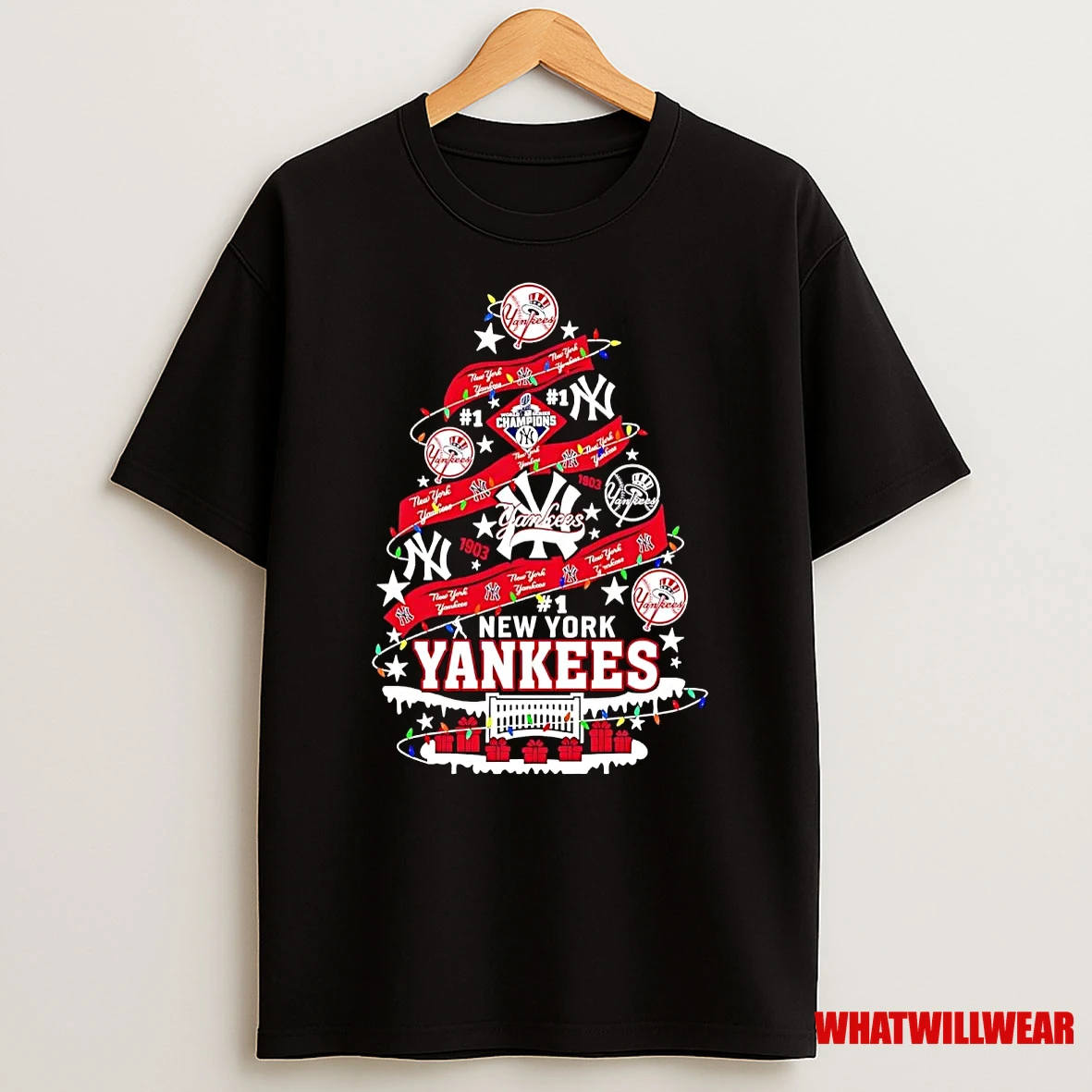 New York Yankees World Series Champions Tree Christmas Shirts