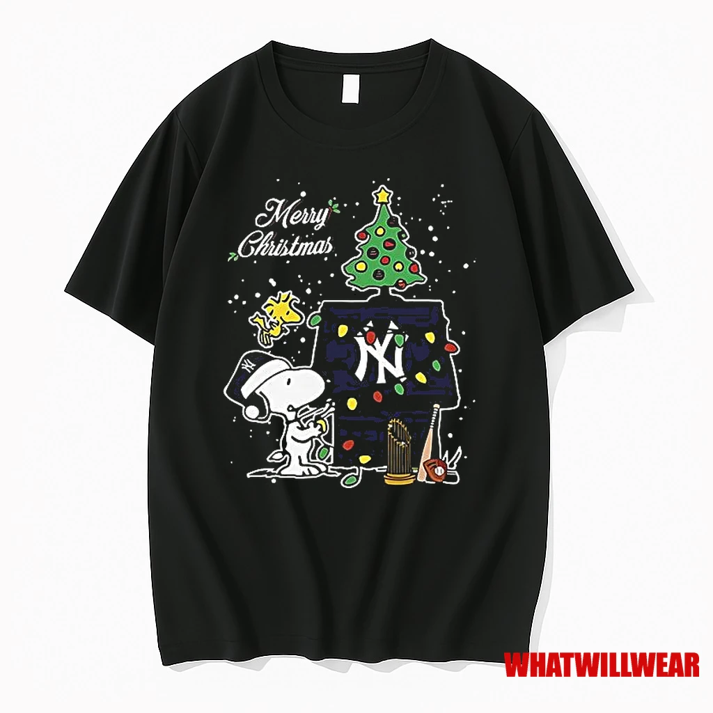 New York Yankees Merry Christmas With Snoopy Baby Shirts