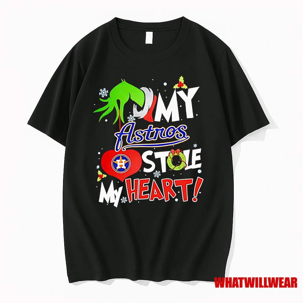 Nice Grinch Hand My Houston Astros Stole My Heart Christmas Shirts