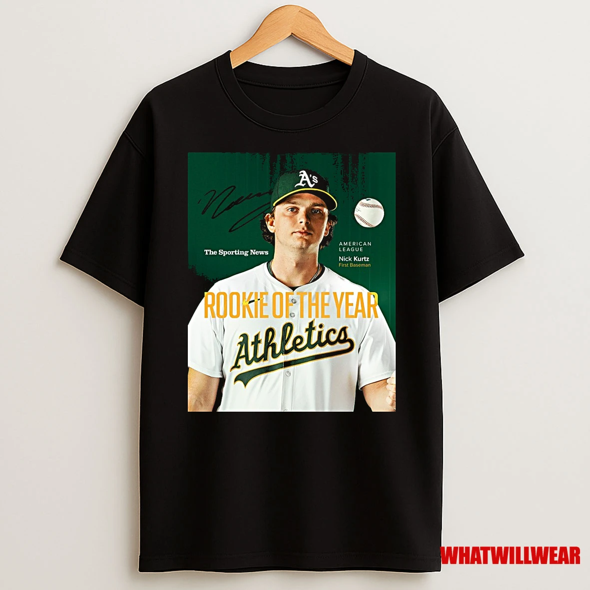 Nick Kurtz Athletics 2025 Sporting News Al Rookie Of The Year Signature Shirts