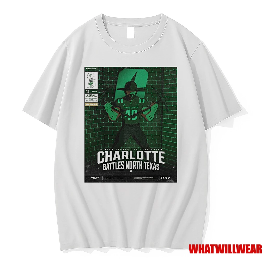 Niners Vs The Mean Green Charlotte Battles North Texas Jerry Richardson Stadium 2025 Shirts