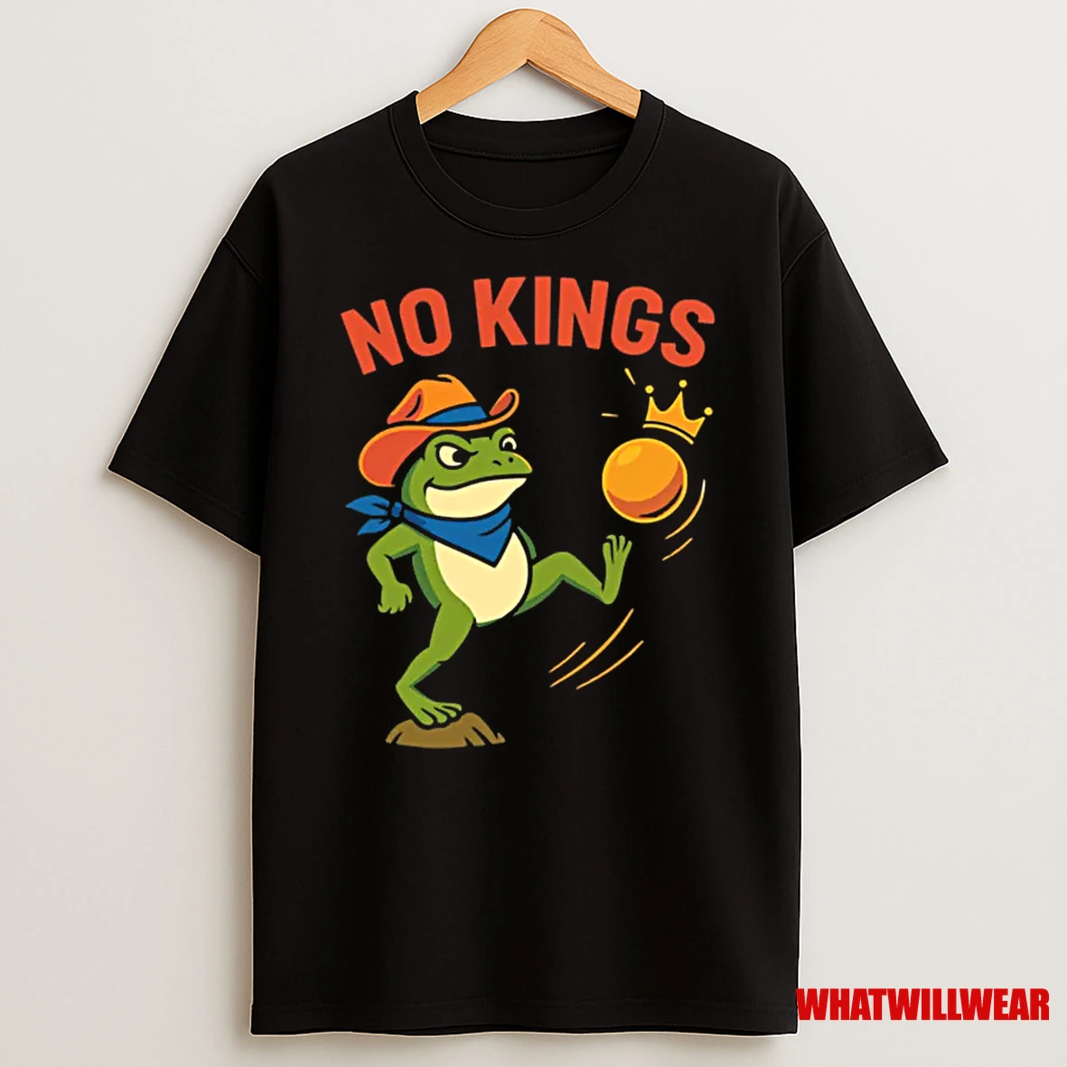 No Kings Portland Frog Kicking Protest Cartoon Shirts