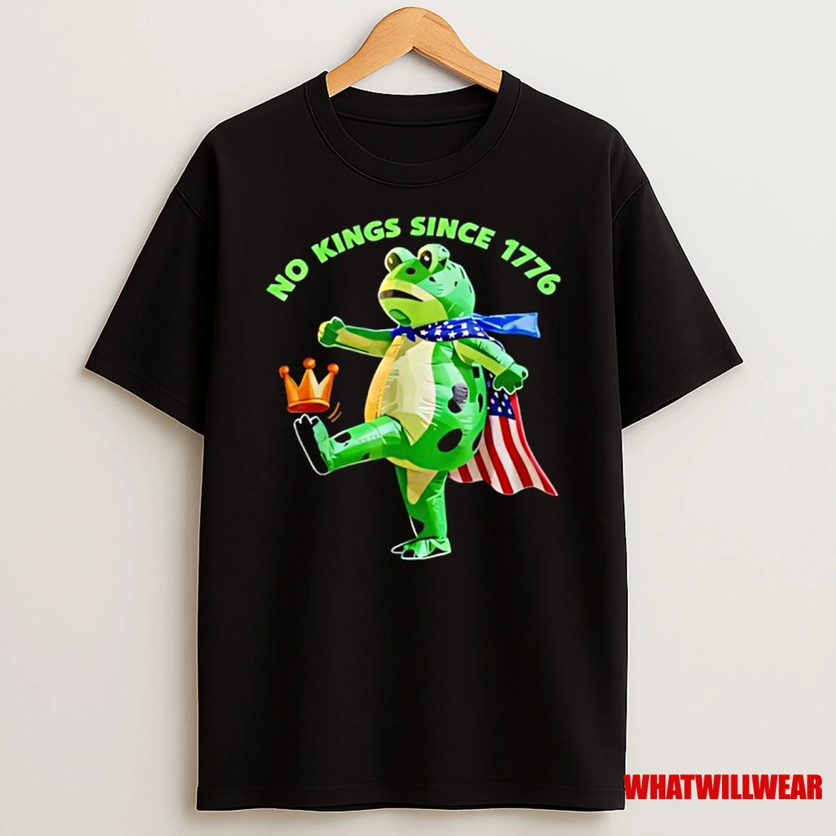 No Kings Since 1776 Portland Frog Kicking Crown Shirts