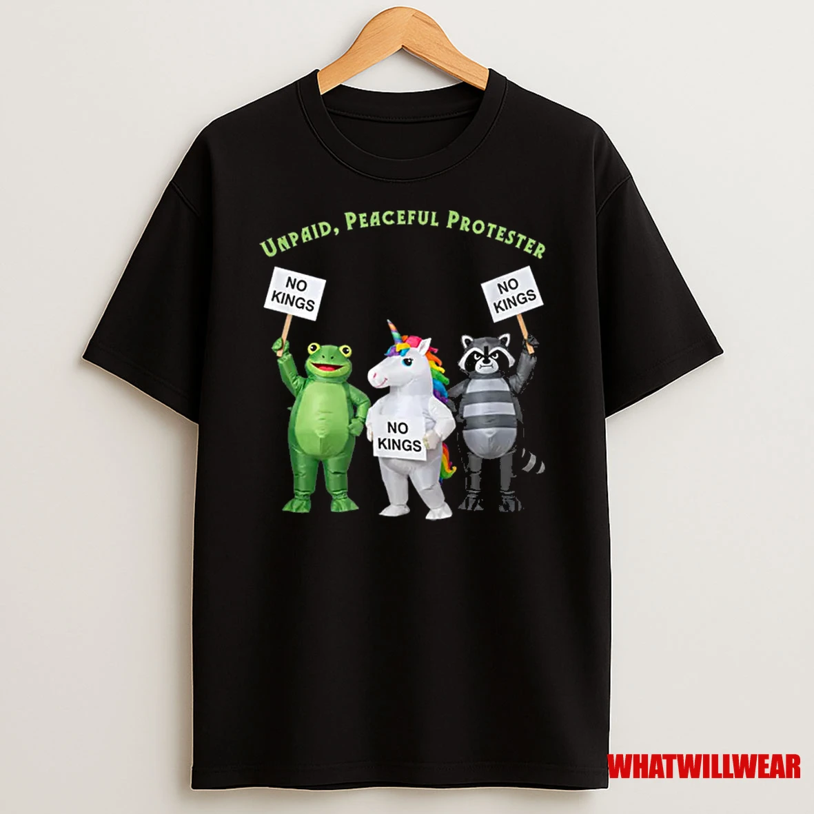 No Kings Unpaid Peaceful Protester Frog And Unicorn Shirts