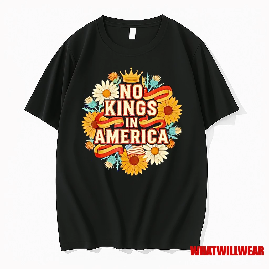 No Kings In America Bold Revolution Quote Shirts