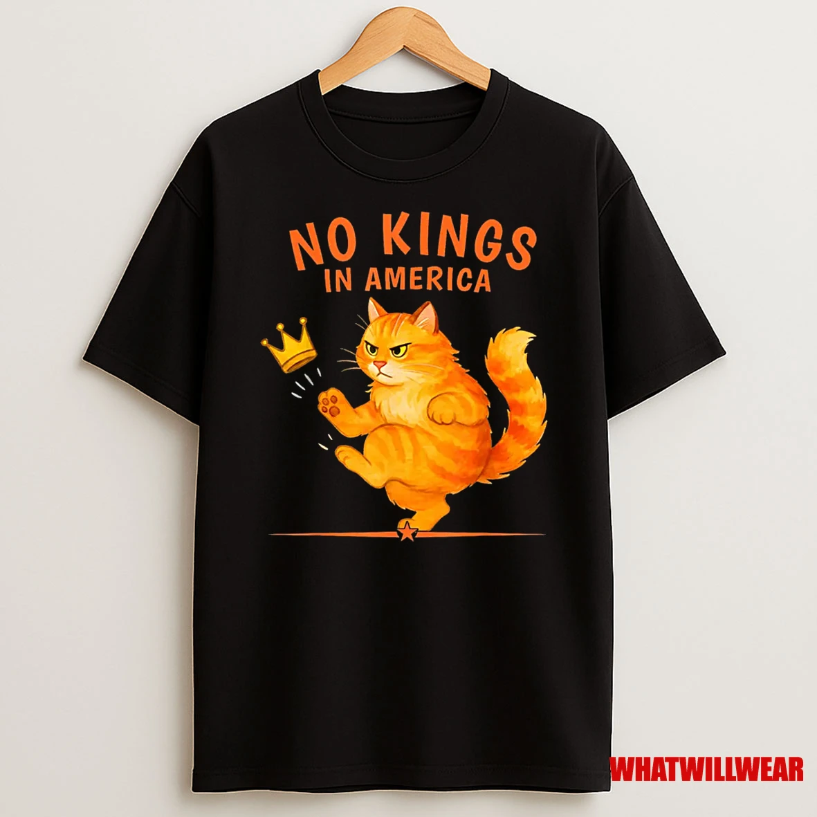 No Kings In America Patriotic Political Cat Shirts