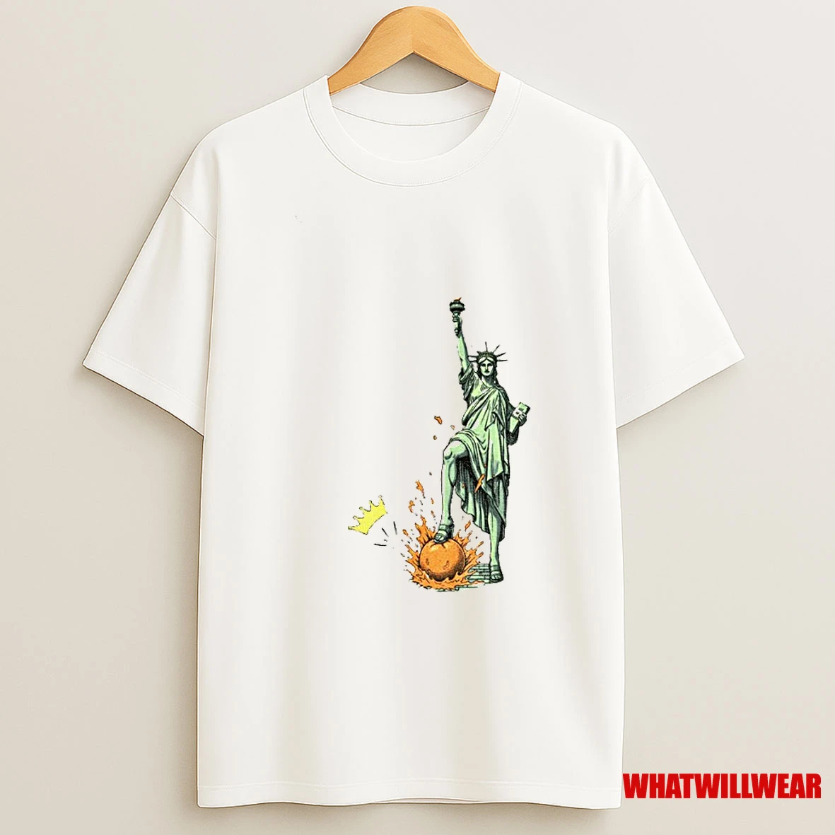 No Kings In America Statue Of Liberty Over Orange Anti Trump Vintage Shirts