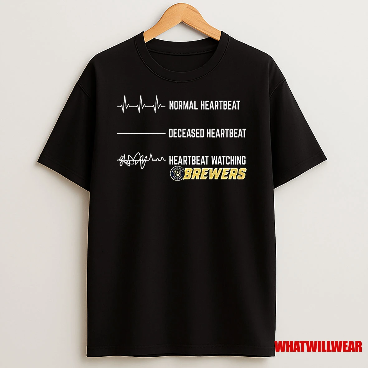 Normal Heartbeat And Heartbeat Watching Milwaukee Brewers Mlb Baseball Shirts