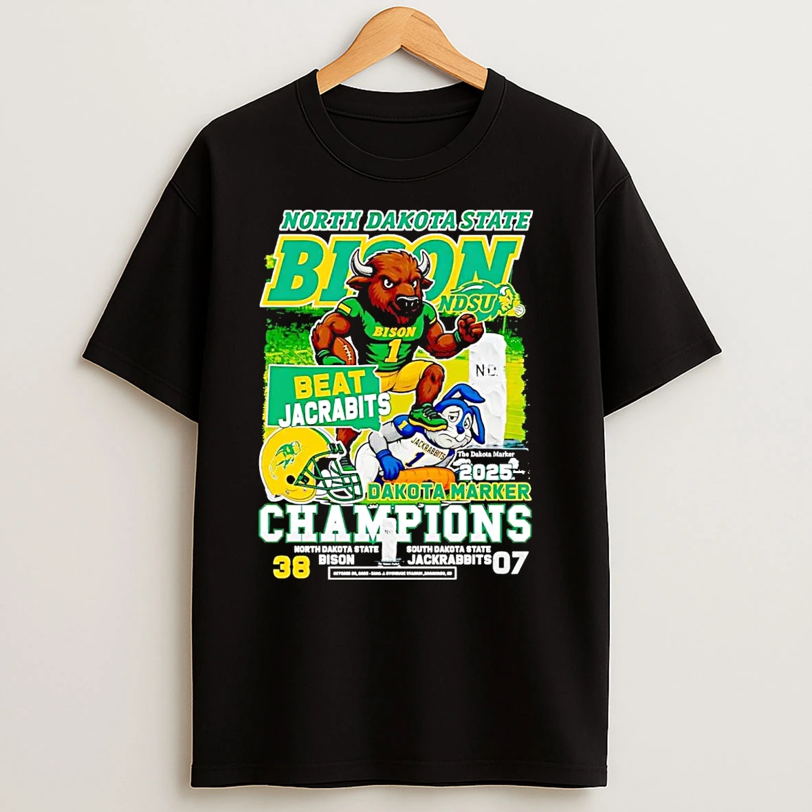 North Dakota State Bison Beat Jackrabbits 2025 Dakota Marker Champions T Shirts