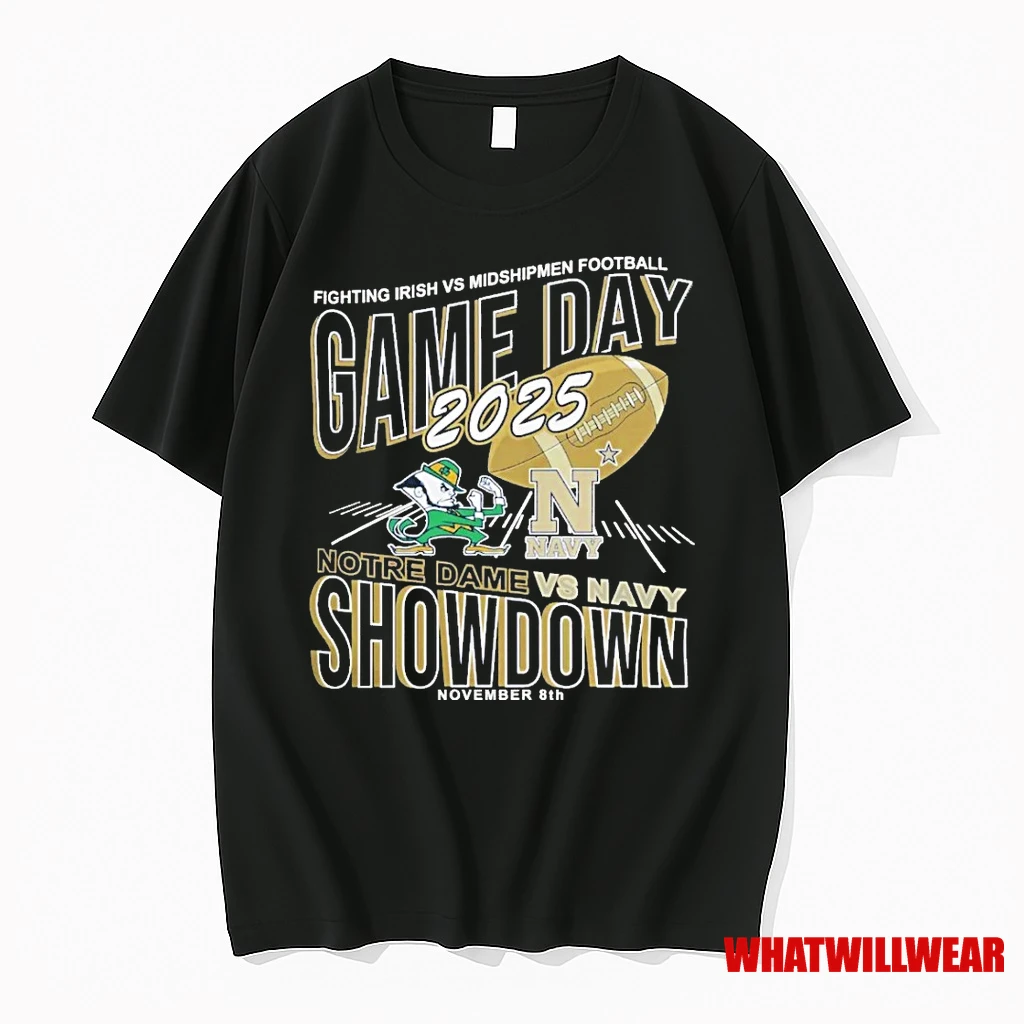 Notre Dame Fighting Irish Football Vs Navy Midshipmen 2025 Game Day Showdown Movember 8th 2025 Shirts