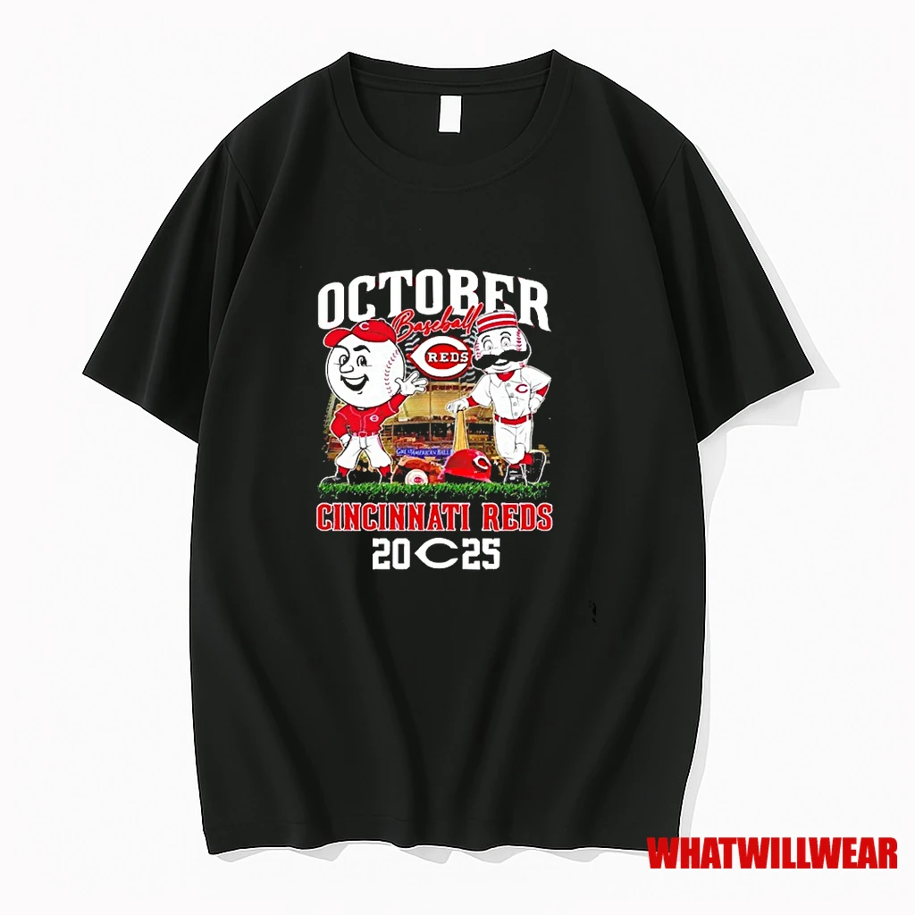 October Baseball Cincinnati Reds 2025 Mascot Shirts