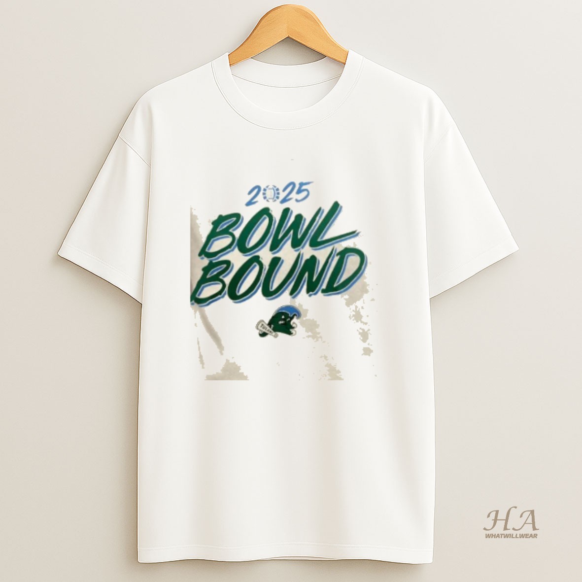Official 2025 Tulane Football Bowl Bound 2 Sided T Shirt