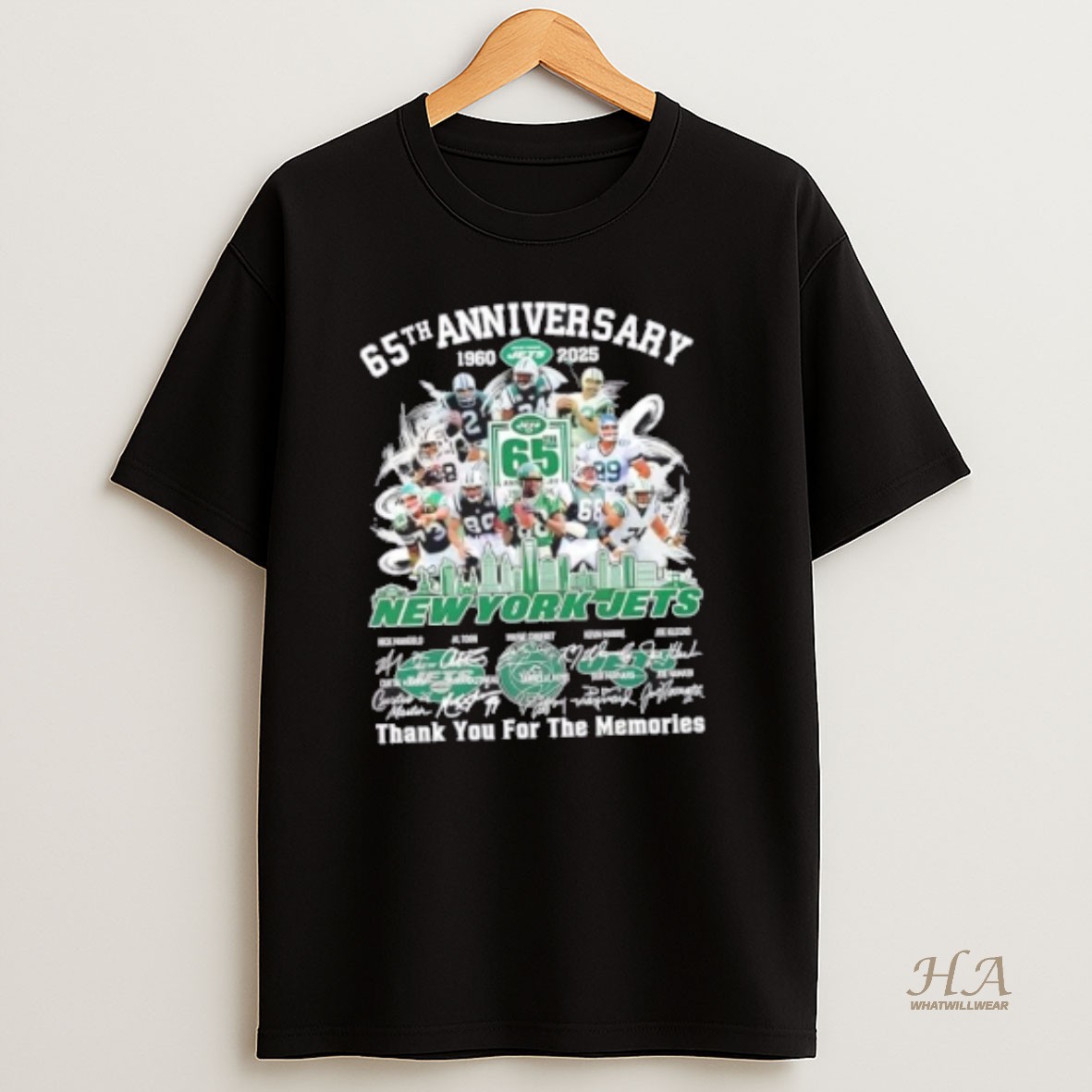 Official 65th Anniversary 1960 2025 New York Jets Legends Thank You For The Memories Signatures T Shirt