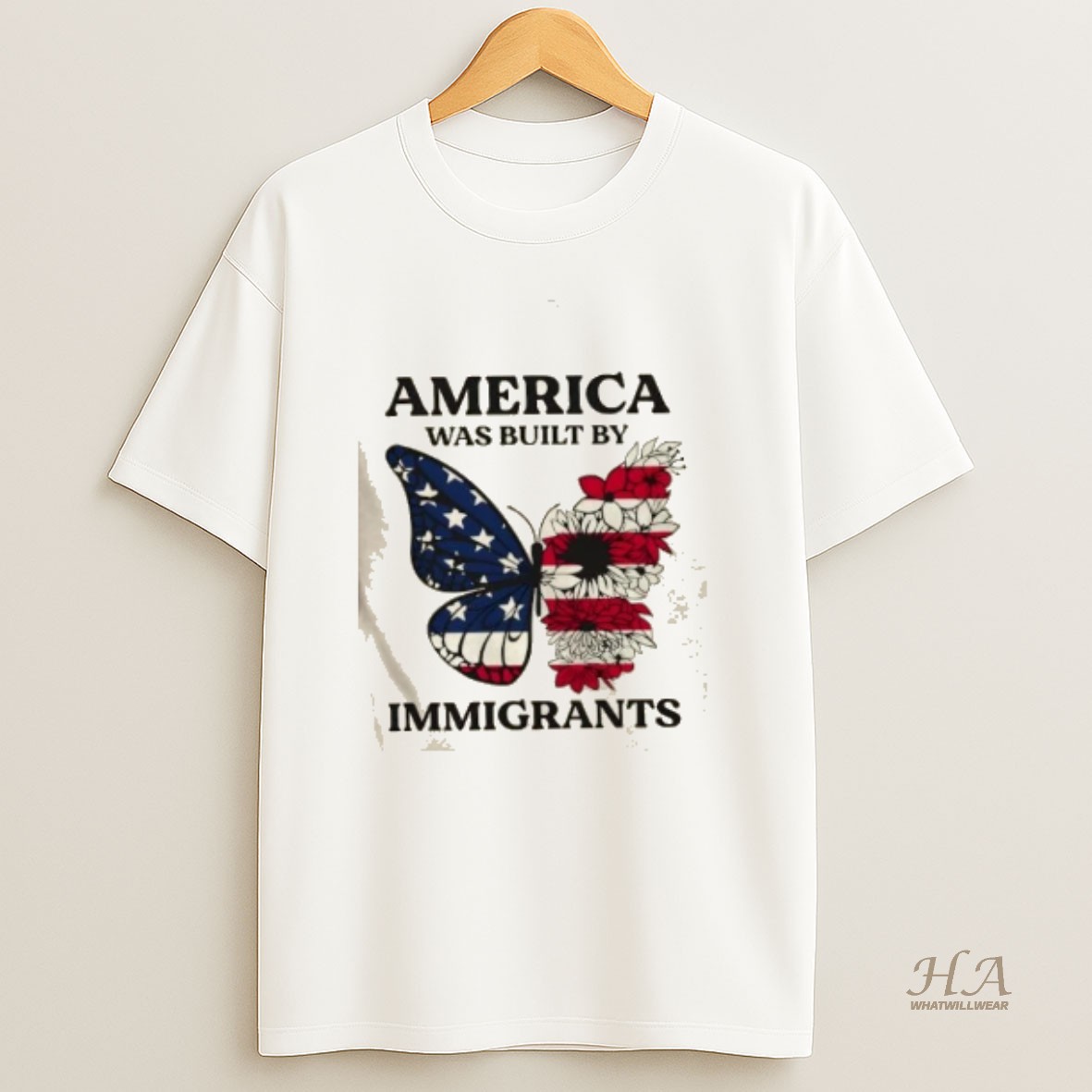 Official America Was Built By Immigrants Butterfly Floral T Shirt