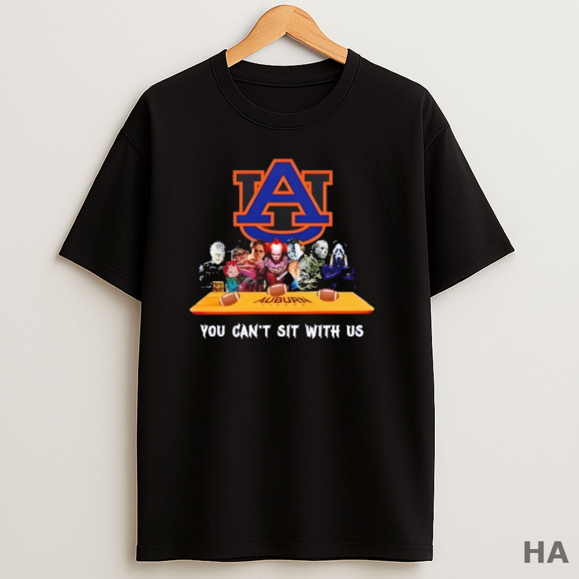 Official Auburn Tigers Horror Movie Characters You Cant Sit With Us Halloween T Shirt