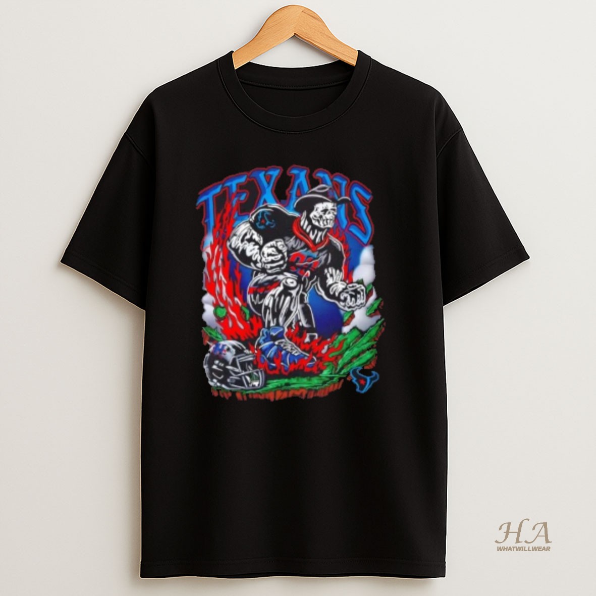 Official Big Houston Texans Football Fire Graphic T Shirt