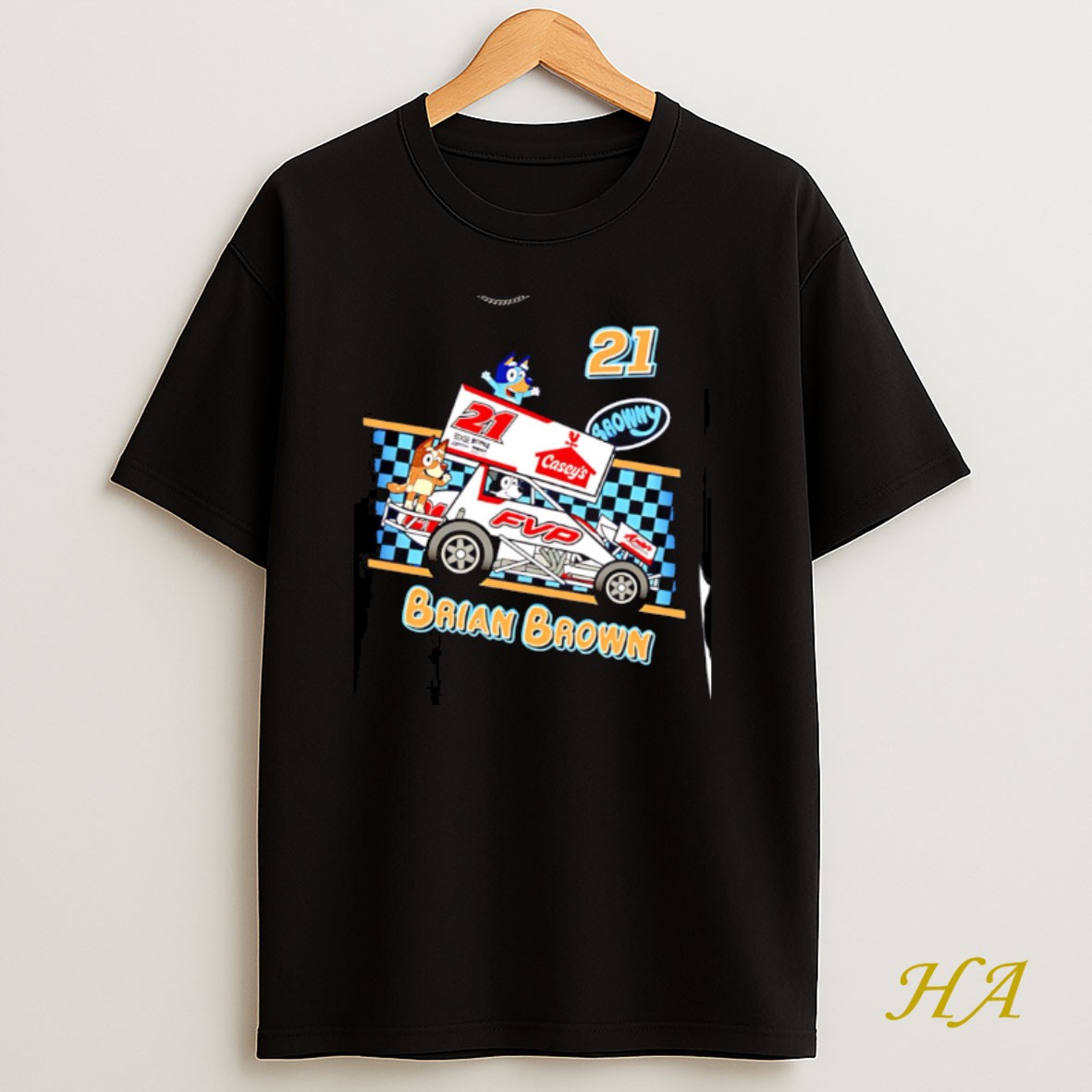 Official Bluey Brian Brown Caseys Fvp Racing 21 T Shirt
