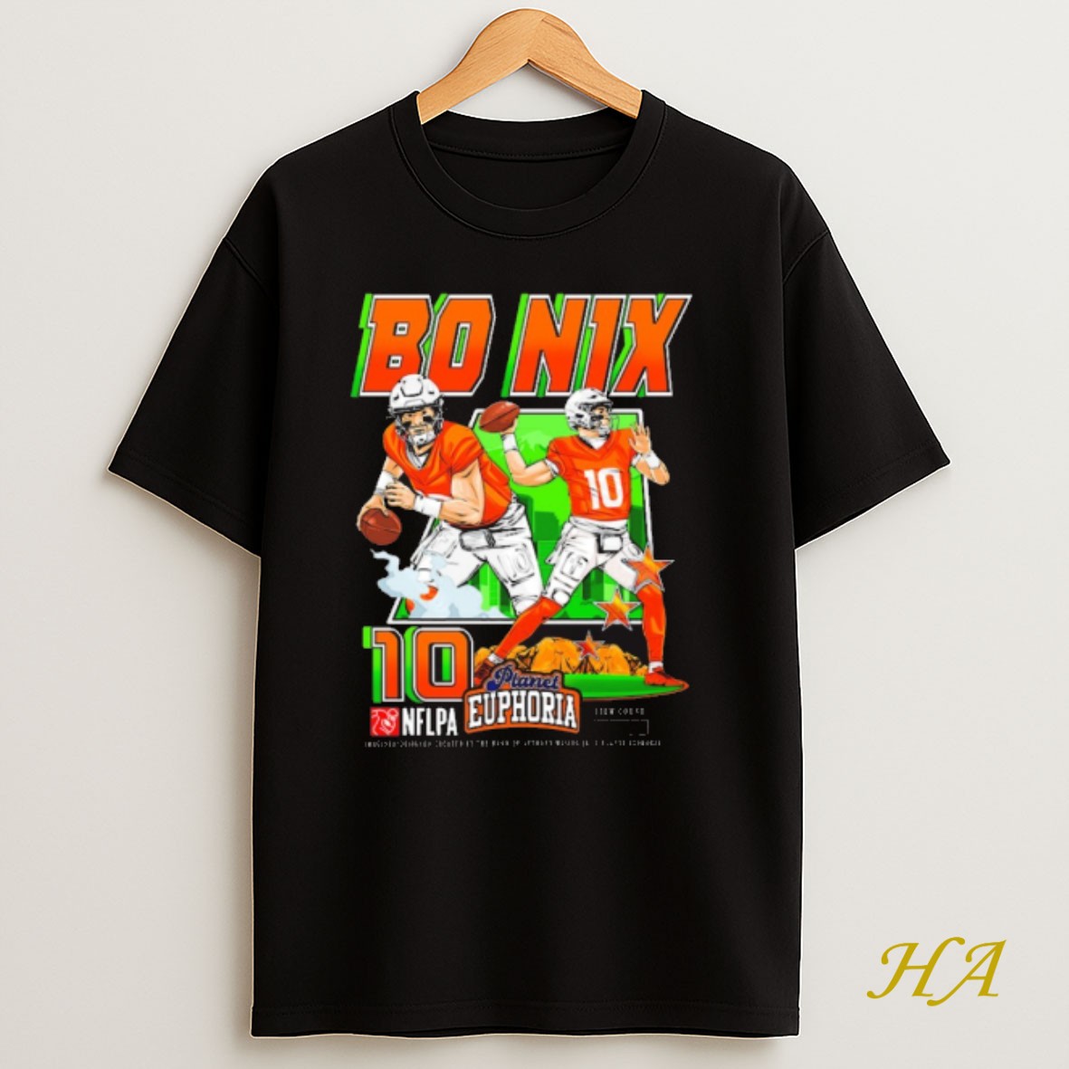 Official Bo Nix V2 Denver Broncos Nfl Planet Euphoria Artwork 2025 T Shirt