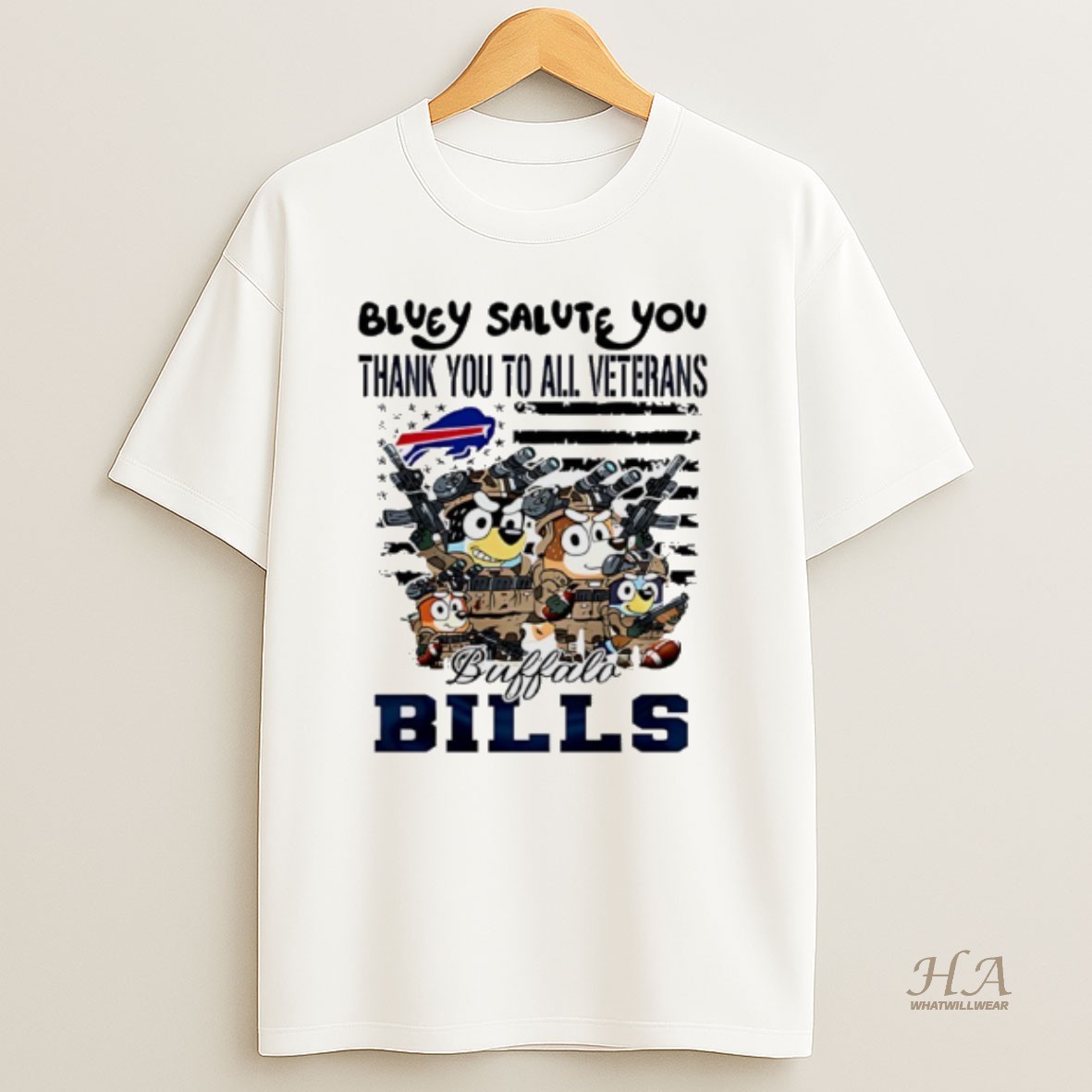 Official Buffalo Bills Bluey Salute You Thank You To All Veterans Shirt