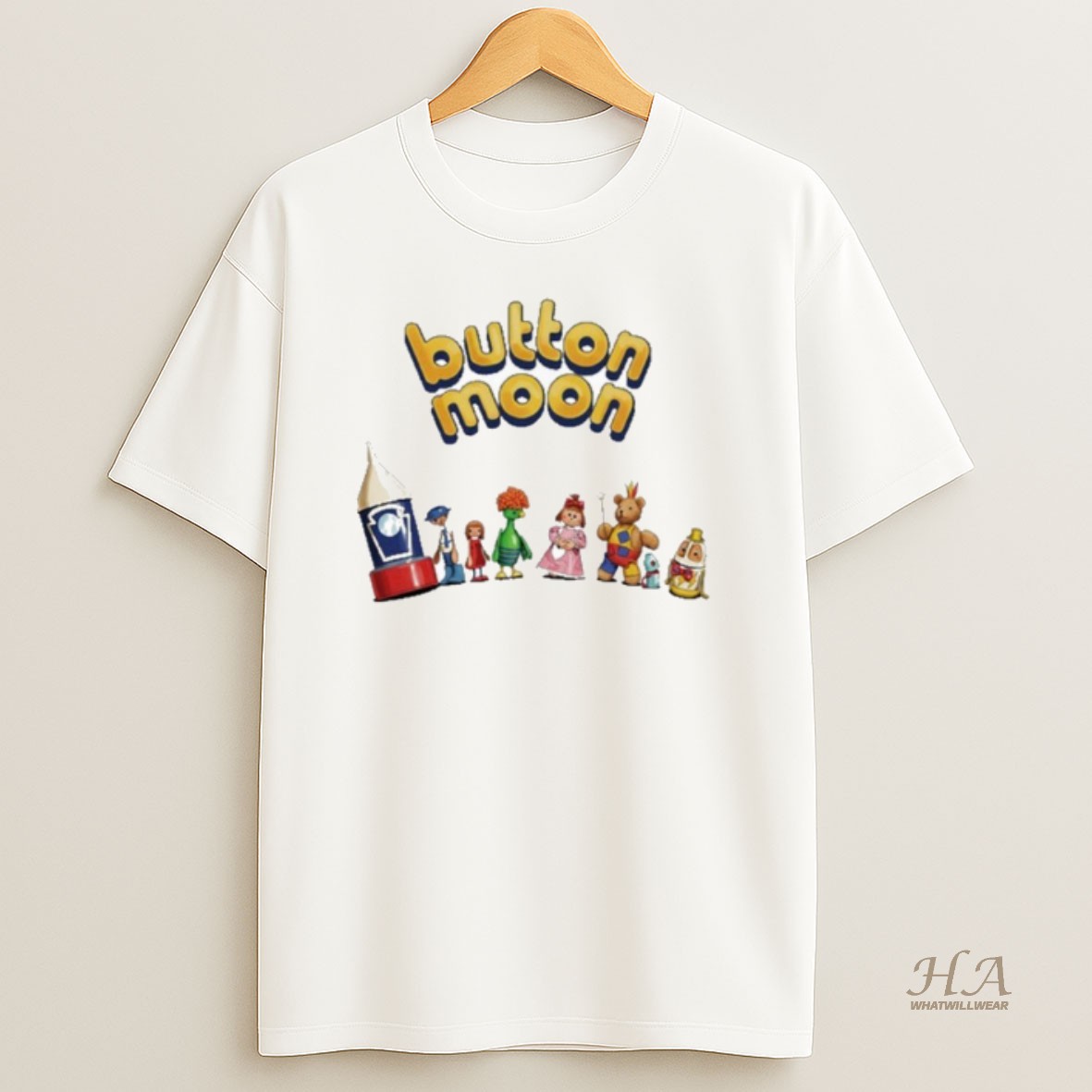 Official Button Moon 1980 Character T Shirt