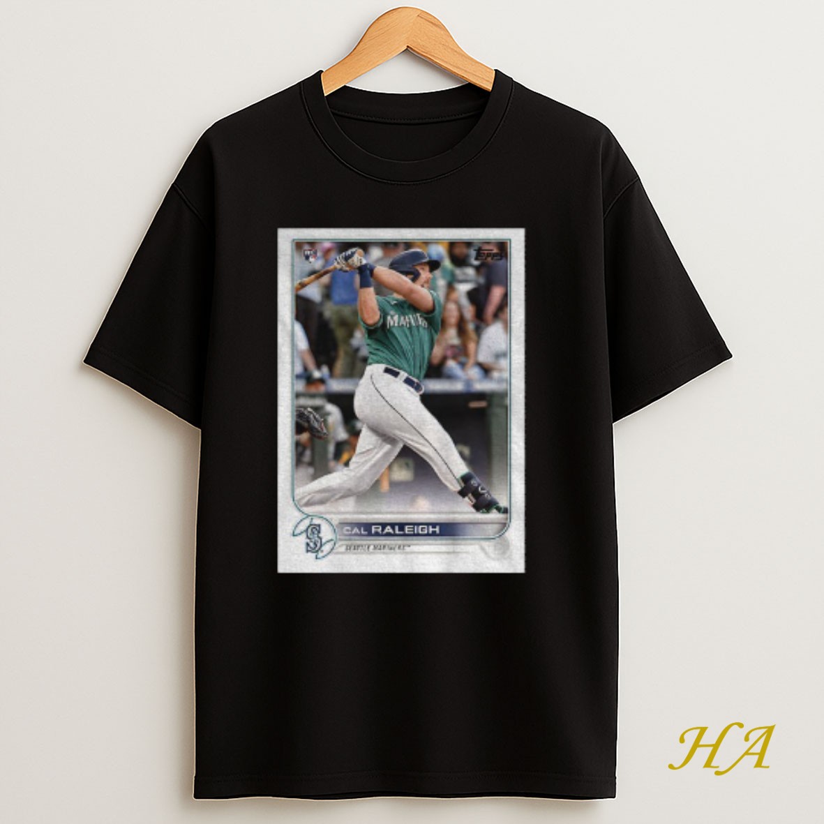 Official Cal Raleigh Seattle Mariners Topps Baseball Card Player Tri Blend T Shirt