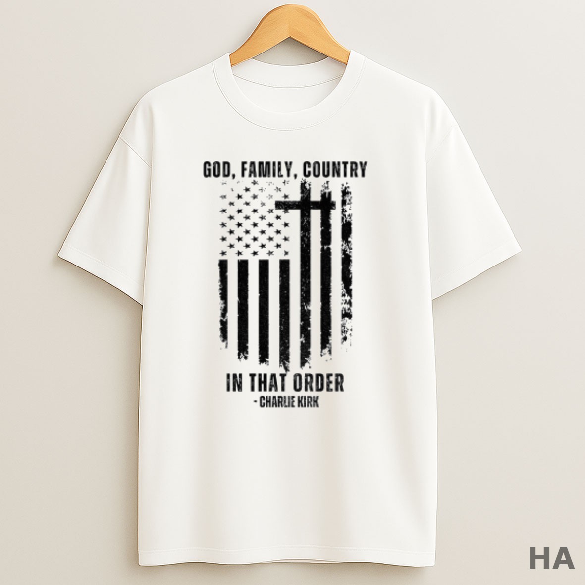 Official Charlie Kirk American Flag God Family Country In That Order T Shirt