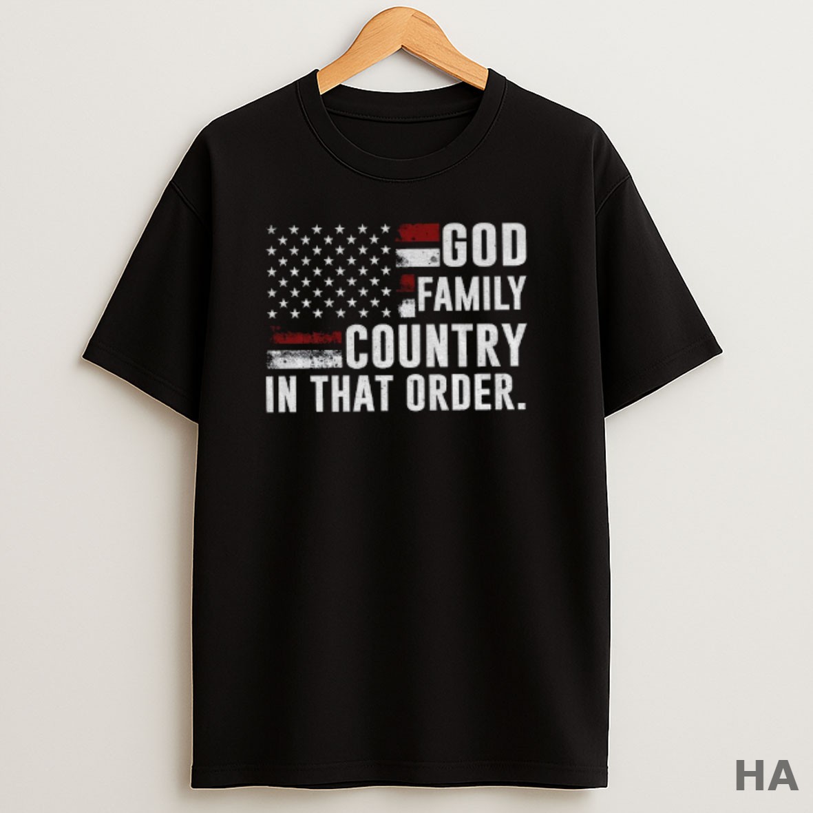 Official Charlie Kirk God Family Country In That Order American Flag T Shirt