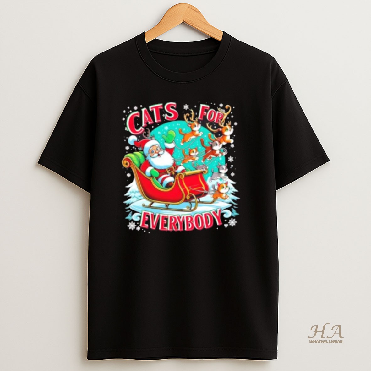 Official Christmas Cats For Everybody Funny Santa T Shirt