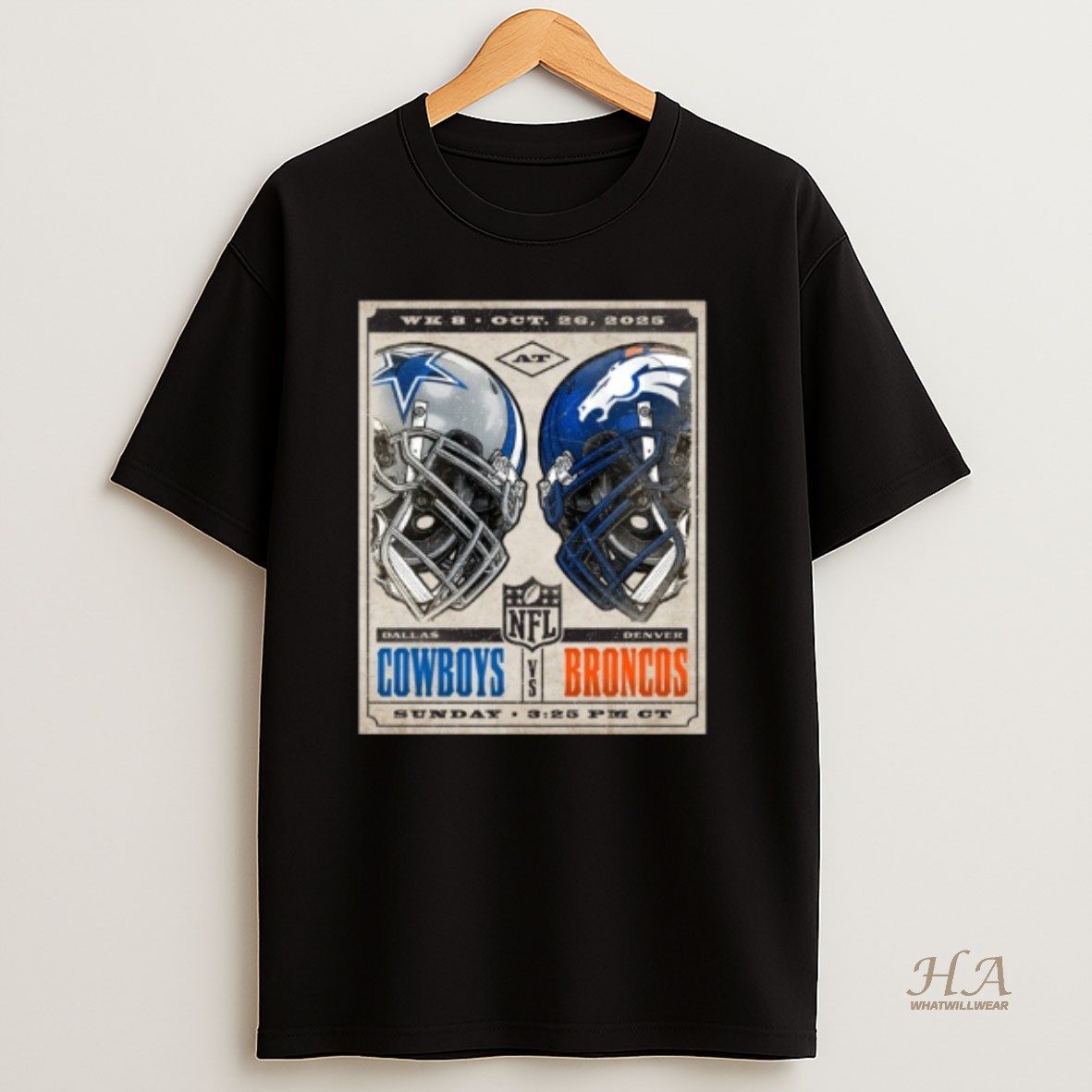 Official Dallas Cowboys At Denver Broncos Week 8 Nfl Season 2025 T Shirt