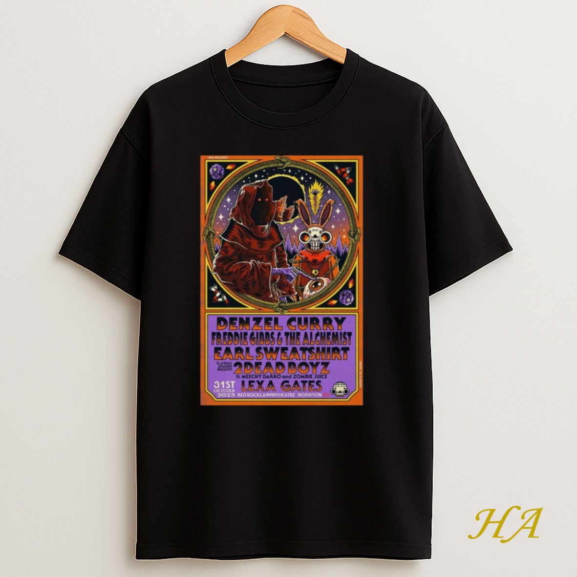 Official Denzel Curry Freddie Gibbs Alchemist Oct 31 2025 Red Rocks Amphitheatre In Morrison Colorado Shirt